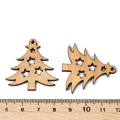 プリントポプラウッドペンダント  クリスマスシリーズ  クリスマスツリー  35x34x2mm  穴：1.6mm&nbsp;FIND-N005-74H