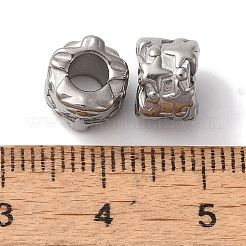 変色しにくい304ステンレススチール製ヨーロピアンビーズ  大穴ビーズ  スターとコラム  ステンレス鋼色  8x6x6mm  穴：4mm&nbsp;STAS-I305-194P