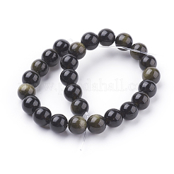 天然石ゴールデンシーンオブシディアンビーズ連売り  ラウンド  8mm  穴：1mm  22~23個/連  7.1インチ&nbsp;X-G-C076-8mm-5