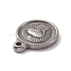 変色しない304ステンレススチールペンダント  ライオンのフラットラウンド  ステンレス鋼色  19x15x3mm  穴：1.2mm&nbsp;STAS-E169-13P