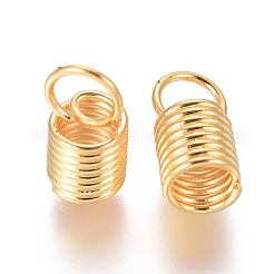 304ステンレススチールコイルコードエンド  コラム  ゴールドカラー  10.5x5.5mm  穴：4mm  内径：4mm&nbsp;STAS-F227-21E-G