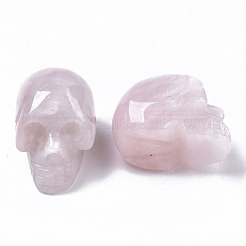 ハロウィンの天然ローズクォーツビーズ  穴なし/ドリルなし  スカル  18~20x16.5~18x24~25mm&nbsp;G-R473-04G