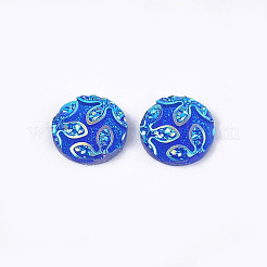 樹脂カボション  花付きフラットラウンド  ブルー  12x3~3.5mm&nbsp;CRES-T012-03H