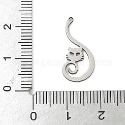 ステンレスペンダント201個  猫の形  ステンレス鋼色  20x10x1mm  穴：1mm&nbsp;STAS-H480-06P