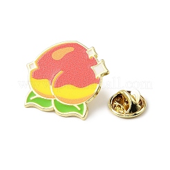 フルーツエナメルピン  バックパックの服に金色の合金のラペルピンを塗装する  桃  24x25.5mm&nbsp;LS-JEWB-K018-31D-G