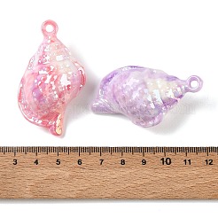 UVメッキ加工の不透明アクリル製大型ペンダント  巻き貝の形をしたチャーム  ミックスカラー  54x32x23mm  穴：3.5mm&nbsp;AC-CBA617C-01