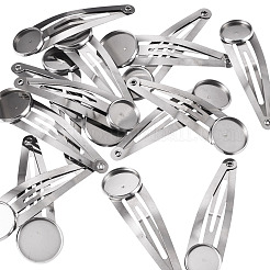 15個 3スタイル 304ステンレススチール スナップヘアクリップ ファインディング  ステンレス鋼色  52~56x14~17.5x2.5mm  トレイのサイズ：12~16mm  5個/スタイル&nbsp;STAS-TA0006-49