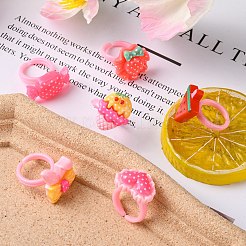 子供のかわいい混合形状のアクリルカフスリング  オープンリング  ミックスカラー  usサイズ1 3/4(13mm)  36個/箱&nbsp;RJEW-R130-02-B