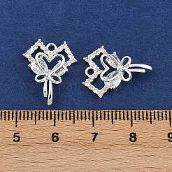真鍮製マイクロパヴェキュービックジルコニアペンダント  ハート  925銀メッキ  透明  18.5x15x4mm  穴：1.4mm&nbsp;KK-K407-27S-01