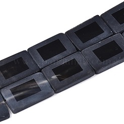 染色・加熱された天然黒瑪瑙ビーズ連売り  長方形  艶消し  30~37x20~26x4~9mm  穴：1~1.6mm  約11個/連  13.39~15.51''（34~39.4センチメートル）&nbsp;G-T144-25B-02