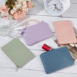 ライチプリントPUレザージップポーチ4個（4色）  女性のための財布  ミックスカラー  8.4x12.1x1.4cm  1pc /カラー&nbsp;ABAG-CP0001-06