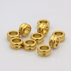 コラム304ステンレススチールビーズ  大きな穴のついたビーズ  ゴールドカラー  10x5mm  穴：6mm&nbsp;STAS-N020-08