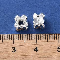 真鍮ビーズ  カドミウムフリー＆ニッケルフリー＆鉛フリー  花  925銀メッキ  6x6x5mm  穴：2.5mm&nbsp;KK-P256-08S