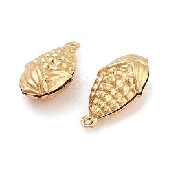 316サージカルステンレスペンダント  18KGP本金メッキ  野菜と果物シリーズの魅力  トウモロコシ  19x10x6.5mm  穴：1mm&nbsp;STAS-B072-06G-01