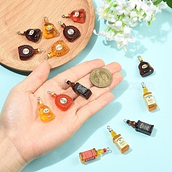 9 個 9 スタイル透明樹脂ペンダント  ボトル  プラチナトーンのアイアンループ付き  プラチナ  ミックスカラー  30~37.5x10.5~20mm  穴：1.6mm  1個/スタイル&nbsp;RESI-YW0005-85