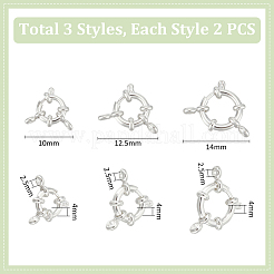 6個 3スタイル 304ステンレススチール スプリングリング留め金  リング  ステンレス鋼色  10~14x4mm  穴：2.5mm  2個/スタイル&nbsp;FIND-UN0061-27