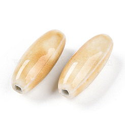 手作りの陶器ビーズ  ファンシーアンティーク施釉磁器  オーバル  パパイヤホイップ  30~32x12~13.5mm  穴：2~3.5mm&nbsp;PORC-N008-07Q