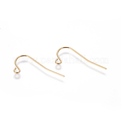 304ステンレススチールピアスフック  水平ループ付き  18KGP本金メッキ  11.5x24mm  22ゲージ  ピン：0.6mm&nbsp;STAS-G191-12G