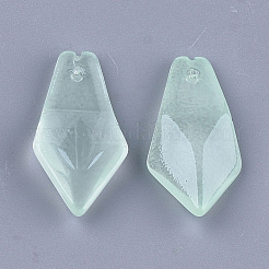 透明スプレー塗装ガラスペンダント  四辺形  薄緑  24.5x13x5.5mm  穴：1mm&nbsp;GLAA-S183-21A-04