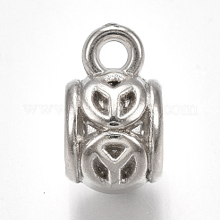 Ccb プラスチック チューブ ベイル  ループベイル  ピースサインでrondelle  プラチナ  14.5x8.5x10.5mm  穴：2mm&nbsp;X-CCB-S161-18P