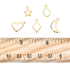 60個5スタイル304ステンレススチールチャーム  混合図形  ゴールドカラー  10~15x7~13.7x1mm  穴：1~1.2mm  12個/スタイル&nbsp;STAS-FS0001-87