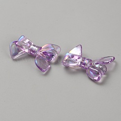UVメッキ 虹色透明 ABカラーメッキアクリルビーズ  蝶結び  オールドローズ  33x25x6.5mm  穴：2mm  約290個/606g&nbsp;LS-TACR-WH0029-01G