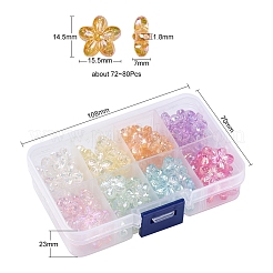 透明なアクリルビーズ  ABカラー  花  ミックスカラー  14.5x15.5x7mm  穴：1.8mm  6.7グラム  約9~10PCS /カラー&nbsp;TACR-YW0001-47