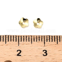 304ステンレススチールビーズキャップ  花  ラックめっき  長持ちメッキ  18KGP本金メッキ  4x1mm  穴：1mm&nbsp;STAS-L285-007G