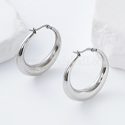 304ステンレススチールフープピアス  リング形状  ステンレス鋼色  38x40mm&nbsp;HU3505