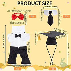 子犬アパレルキット  ポリエステルペット卒業キャップを含む  犬の卒業帽子とネクタイ  シャツ  蝶ネクタイ  ミックスカラー&nbsp;AJEW-FG0003-54