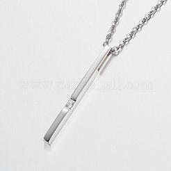 304ステンレススチールキュービックジルコニアペンダントネックレス  バー/スティック  ミックスカラー  17.7インチ（45cm）&nbsp;NJEW-P167-24