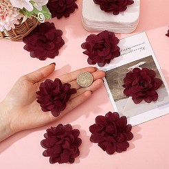 シフォンチュール 3Dフラワー  DIYヘッドバンドの花のために  衣類  靴  帽子アクセサリー  レッド  75x29mm&nbsp;DIY-WH0504-401A