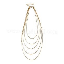 304ステンレススチールラウンドスネークチェーンマルチレイヤーネックレスレディース  ゴールドカラー  13-3/8インチ（34cm）  52mmエクステンダーチェーン&nbsp;NJEW-U025-01G-01