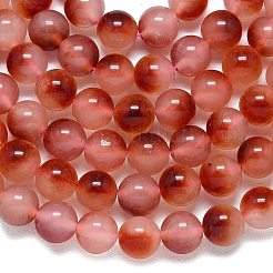 天然石マレーシアジェイドビーズ連売り  染め＆加熱  ラウンド  鮭色  10mm  穴：1.2mm  約38~40個/連  15.08''~15.16''（38.3~38.5センチメートル）&nbsp;G-B165-C01-10mm