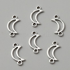 チベットスタイルの合金コネクタチャーム  中空月リンク  アンティークシルバー  17.5x9.5x1mm  穴：1.6mm&nbsp;FIND-CJC0012-082