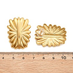 304ステンレススチールスタッドピアス  リアル18kグロッドメッキ  長方形  18KGP本金メッキ  32.5x24.5mm&nbsp;EJEW-R020-03G