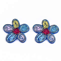 透明なアクリルパーツ  3dプリント  花  ドジャーブルー  34x33x3mm  穴：1.5mm&nbsp;KY-T022-32
