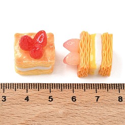 オペーク樹脂カボション  模造食品  イチゴのケーキ  ミックスカラー  21x17.5x14.5mm&nbsp;RESI-F072-08