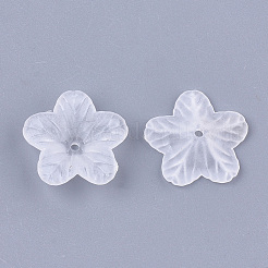 5枚の花弁透明アクリルビーズキャップ  艶消し  花  透明  17.5x18x5mm  穴：1.4mm&nbsp;X-FACR-T001-02