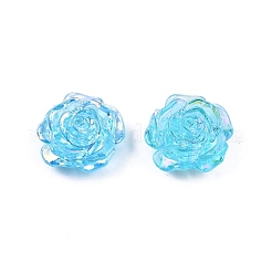 透明な腹筋プラスチック ビーズ  片穴  花  シアン  15x16x6.5mm  穴：1.2mm&nbsp;KY-G019-01B
