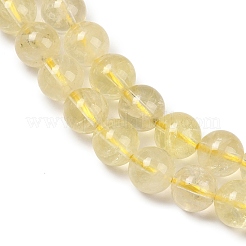 天然レモンクォーツ（加熱）ビーズ連売り  ラウンド  8mm  穴：0.9mm  約50個/連  15.55''（39.5センチメートル）&nbsp;G-P596-8mm-01