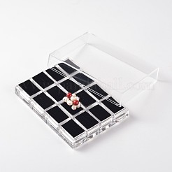 直方体有機ガラスリングディスプレイボックス  ベロアと  16 compertments  透明  14.5x10.7x4cm&nbsp;LS-RDIS-N015-03