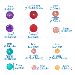 透明なすりガラスビーズと透明なクラックルガラスビーズ  ラウンド  ミックスカラー  6~7mm / 8mm / 10mm  穴：1~1.6mm  600個/セット&nbsp;CCG-CD0001-01