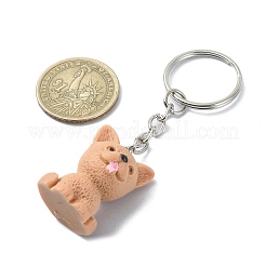樹脂犬チャームキーホルダー  鉄のリング付き  ミックスカラー  8.2~8.4cm  4個/セット&nbsp;KEYC-JKC00618