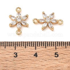 真鍮舗装クリアキュービックジルコニアコネクタチャーム  花のリンク  18KGP本金メッキ  16x10.5x4mm  穴：1.2mm&nbsp;CU-CBA3F77-07G