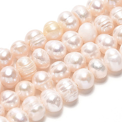 天然養殖淡水パールビーズ連売り  溝付きジャガイモ  乳白色  5~6x4~8.5mm  穴：0.6mm  約63~65個/連  13.39~13.98インチ（34~35.5cm）&nbsp;PEAR-N013-05O-01