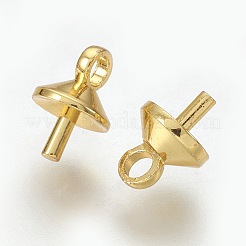 真鍮ヒートンキャップペンダント  片穴パーツ用  長持ちメッキ  ゴールドカラー  7x5mm  穴：1.6mm  ピン：1mm&nbsp;KK-L165-18G