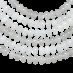 天然石マレーシアジェイドビーズ連売り  染め＆加熱  ロンデル  ホワイト  8~8.5x4.5~5.5mm  穴：0.9~1mm  約74~76個/連  15.08''~15.35''（38.3~39センチメートル）&nbsp;G-B165-G01-5x8mm-04