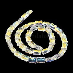 Ab色のメッキ透明ガラスビーズ連売り  多面的な竹の棒  クリアAB  10.5~11x8x5mm  穴：1mm  約58~60個/連  24.01~24.8インチ（61~63cm）&nbsp;EGLA-P051-06A-A09