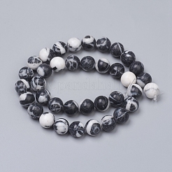 天然宝石の模造ゼブラジャスパービーズ連売り  ラウンド  10mm  穴：1.2mm  39個/連  15.16インチ（38.5 cm）&nbsp;G-G829-07-10mm